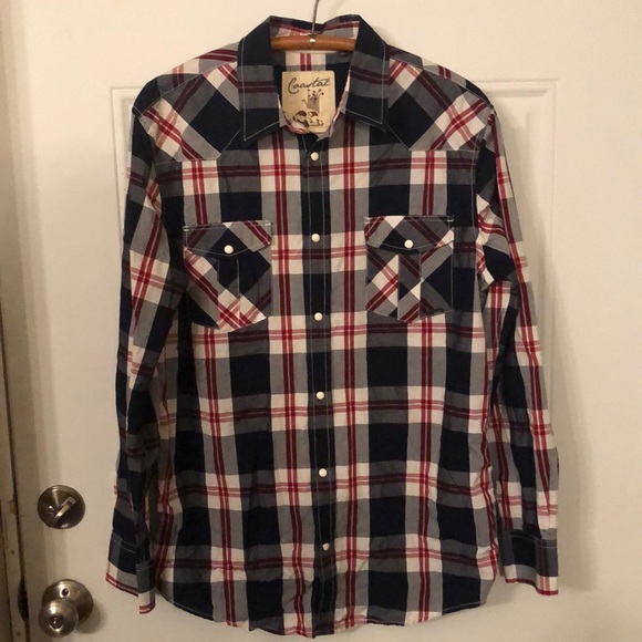 Coastal Pearl Snap Buttons Plaid Western Shirt - Picture 1 of 10